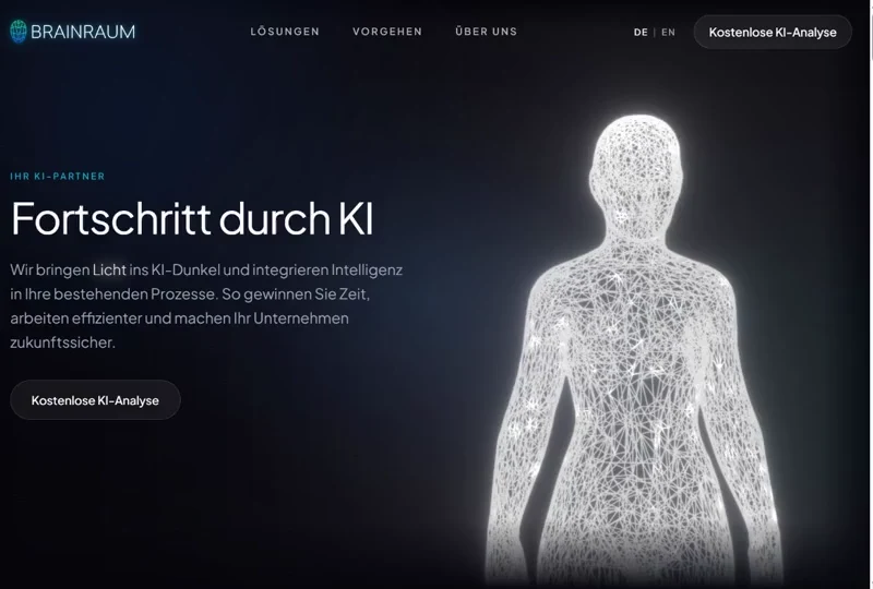BRAINRAUM-Startseite mit interaktiver Netzwerkfigur